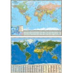 Двусторонняя карта мира и России, 1:45 ммлн, 1:11 млн, 59 х 42 см