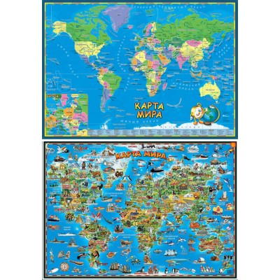 Мир детский. Двусторонняя карта, настольная, 59 х 42 см Мир детский. Двусторонняя карта, настольная, 59 х 42 см
