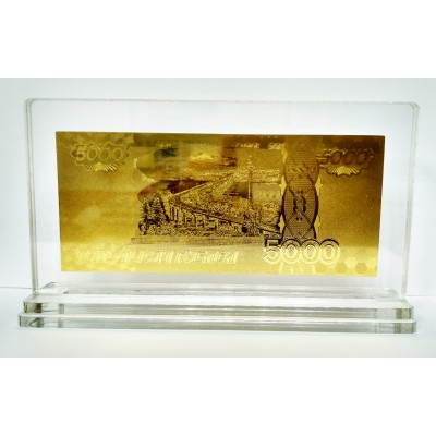 5 000 рублей, сувенир, 24К, цвет, оргстекло 5 000 рублей, сувенир, 24К, цвет, оргстекло