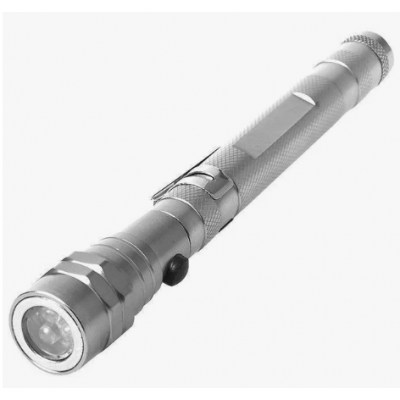 Фонарик телескопический с магнитными кольцами. Серебро Фонарик телескопический с магнитными кольцами. Серебро