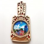 Магнит деревянный Дощечка "Театр Драмы, Железнодорожный вокзал, Стела Ладья" 