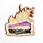 Магнит деревянный Памятник Чапаев "Достопримечательности на закате"