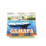 Магнит деревянный спичечный коробок "Теплоход"