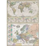 Карта мира 1*75млн + Европа 1*10,3 59*42см, ретро, настольная, двухсторонняя