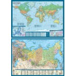 Карта мира 1*69мил + РФ 1*14,5мил, 59*42см, настольная, двухсторонняя