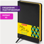 Ежедневник недатированный А5 138x213 мм "Rainbow", под кожу, 136 л., черный/желтый