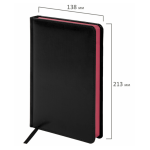 Ежедневник недатированный А5 138x213 мм "Rainbow", под кожу, 136 л., черный/красный