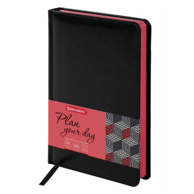 Ежедневник недатированный А5 138x213 мм "Rainbow", под кожу, 136 л., черный/красный Ежедневник недатированный А5 138x213 мм "Rainbow", под кожу, 136 л., черный/красный
