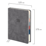 Ежедневник датированный 2026 А6 125*173 мм GALANT "Vivid", под кожу, серый
