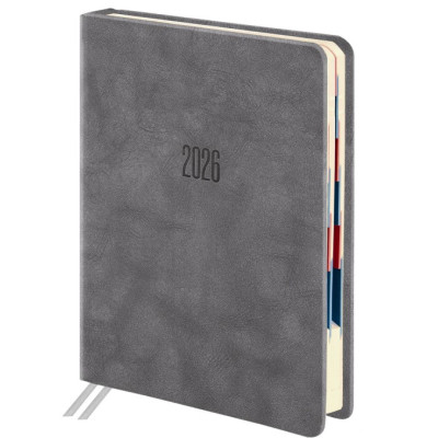 Ежедневник датированный 2026 А6 125*173 мм GALANT "Vivid", под кожу, серый Ежедневник датированный 2026 А6 125*173 мм GALANT "Vivid", под кожу, серый