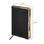 Ежедневник датированный 2026 А5 148х218 мм, GALANT "Infinity Gold", под кожу, черный,