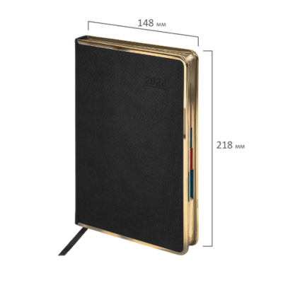 Ежедневник датированный 2026 А5 148х218 мм, GALANT "Infinity Gold", под кожу, черный, Ежедневник датированный 2026 А5 148х218 мм, GALANT "Infinity Gold", под кожу, черный,