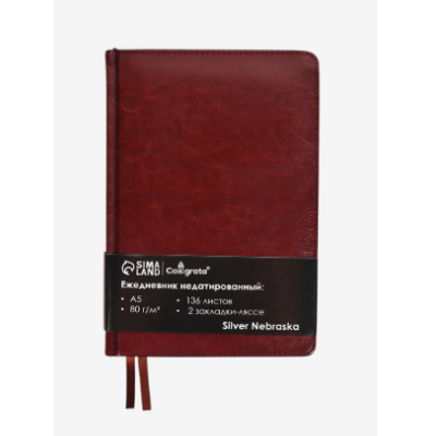 Ежедневник недатированный А5, 136 листов в линейку, кожзам «Небраска», золотой срез, коричневый Ежедневник недатированный А5, 136 листов в линейку, кожзам «Небраска», золотой срез, коричневый