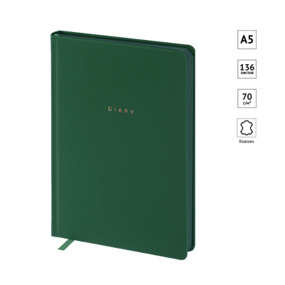 Ежедневник недатированный, А5, 136л., кожзам, "Grace", зеленый, цветной срез Ежедневник недатированный, А5, 136л., кожзам, "Grace", зеленый, цветной срез