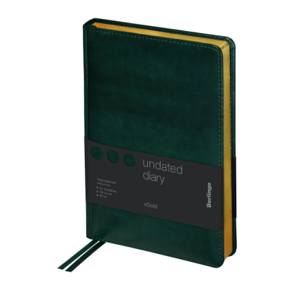 Ежедневник недатированный, А5, 160л., кожзам, "xGold", зол. срез, зеленый Ежедневник недатированный, А5, 160л., кожзам, "xGold", зол. срез, зеленый