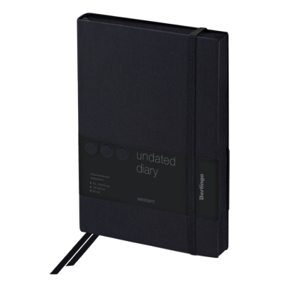 Ежедневник недатированный, А5, 136л., кожзам, "Western", с резинкой, черный Ежедневник недатированный, А5, 136л., кожзам, "Western", с резинкой, черный