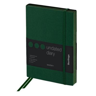 Ежедневник недатированный, В6, 136л., кожзам, "Western", с резинкой, зеленый Ежедневник недатированный, В6, 136л., кожзам, "Western", с резинкой, зеленый