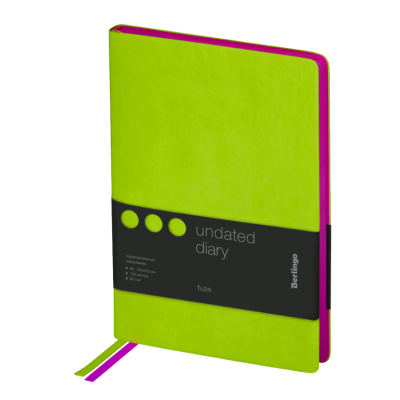 Ежедневник недатированный, А5, 136л., кожзам, "Fuze", цветной срез, салатовый Ежедневник недатированный, А5, 136л., кожзам, "Fuze", цветной срез, салатовый