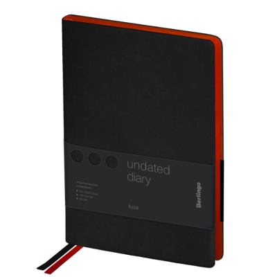 Ежедневник недатированный, А5, 136л., кожзам, "Fuze", цветной срез, черный Ежедневник недатированный, А5, 136л., кожзам, "Fuze", цветной срез, черный