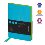 Ежедневник недатированный, В6, 136л., кожзам, "Fuze", цветной срез, бирюзовый