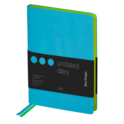 Ежедневник недатированный, В6, 136л., кожзам, "Fuze", цветной срез, бирюзовый Ежедневник недатированный, В6, 136л., кожзам, "Fuze", цветной срез, бирюзовый