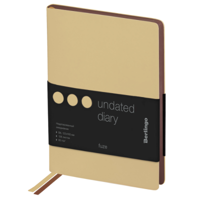 Ежедневник недатированный, В6, 136л., кожзам, "Fuze", цветной срез, бежевый Ежедневник недатированный, В6, 136л., кожзам, "Fuze", цветной срез, бежевый