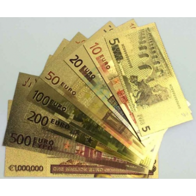 Евро, 8 банкнот, сувенир, цвет, 24К Евро, 8 банкнот, сувенир, цвет, 24К