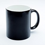 Кружка, хамелеон, черная, внутри белая