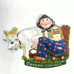 Магнит керамический "Самара-городок. Бабушка с козой"