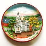 Керамическая тарелка "Храм" 20см, ручная роспись 