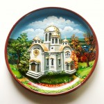 Керамическая тарелка "Храм во имя св. великомученика Георгия Победоносца" 22см,  ручная роспись