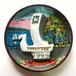 Керамическая тарелка "Стела Ладья" 15см, ручная роспись 