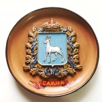 Керамическая тарелка "Герб" 15см, ручная роспись 