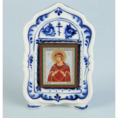 Киот с иконой,гжель "№2" Киот с иконой,гжель "№2"