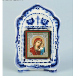Киот с иконой,гжель "№5"